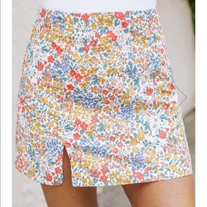 Pink lily floral skirt